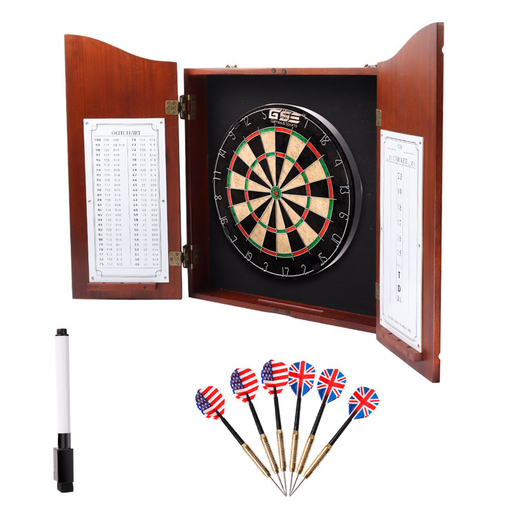 GSE Games & Sports Expert Bristle Dartboard And Cabinet Set (Darts Included)